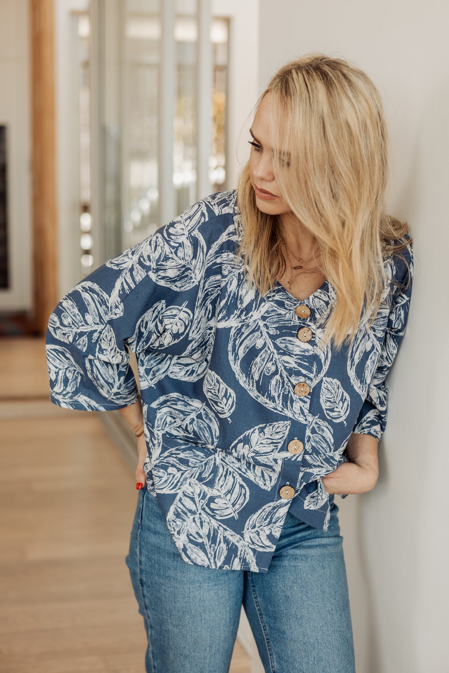 Olivia Blue Flower Top